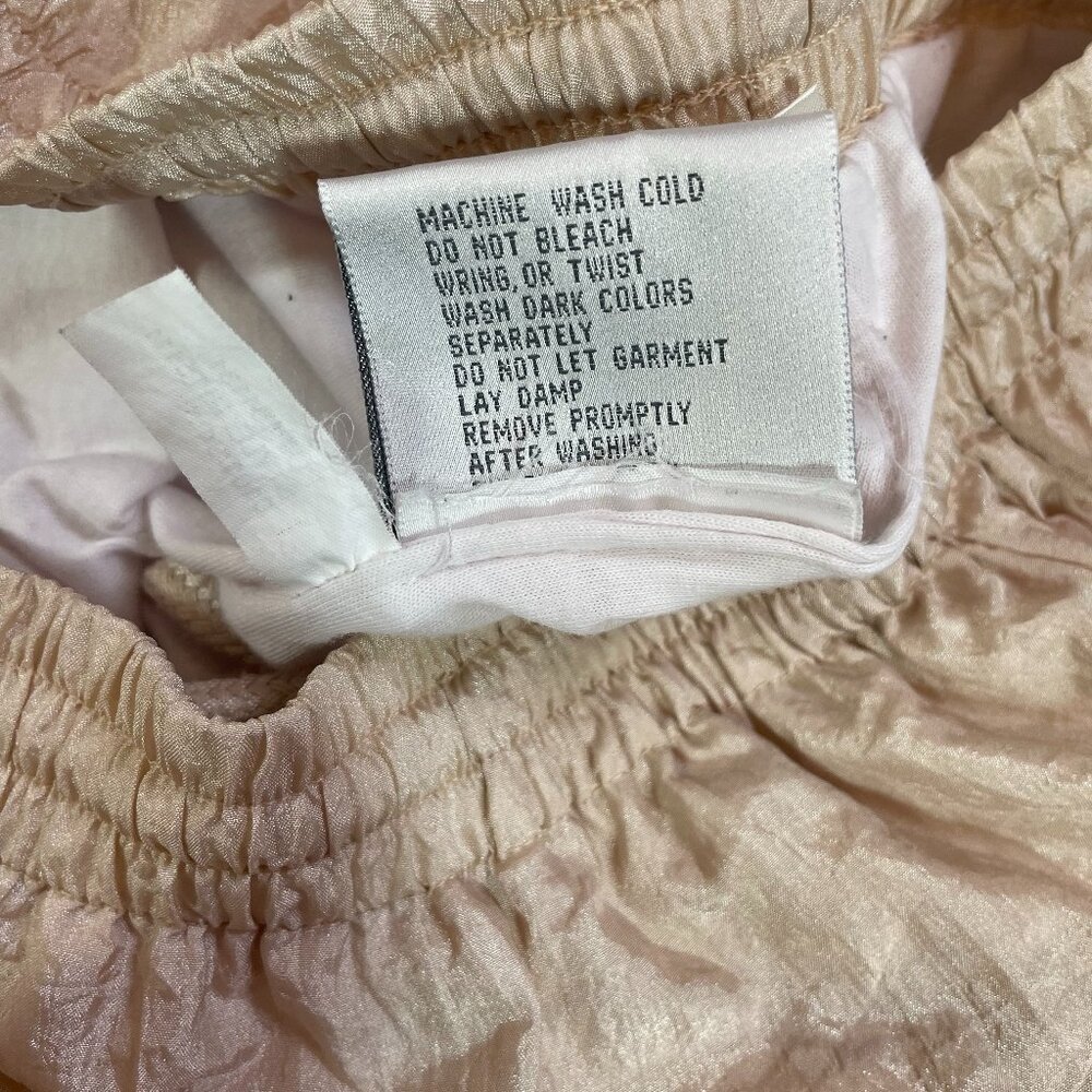Vintage 90s Lavon Track Pants Shimmer Metallic Gold Tan Nylon Size L - Picture 14 of 14